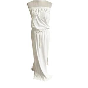 MARIE FRANCE VAN DAMME Elastic Embroidered Bustier Dress White NWT